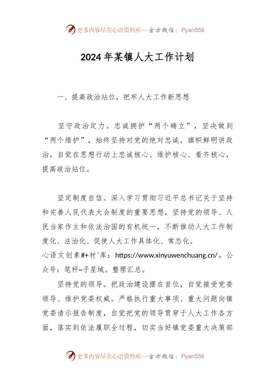 2024年某镇人大工作计划.docx_第1页