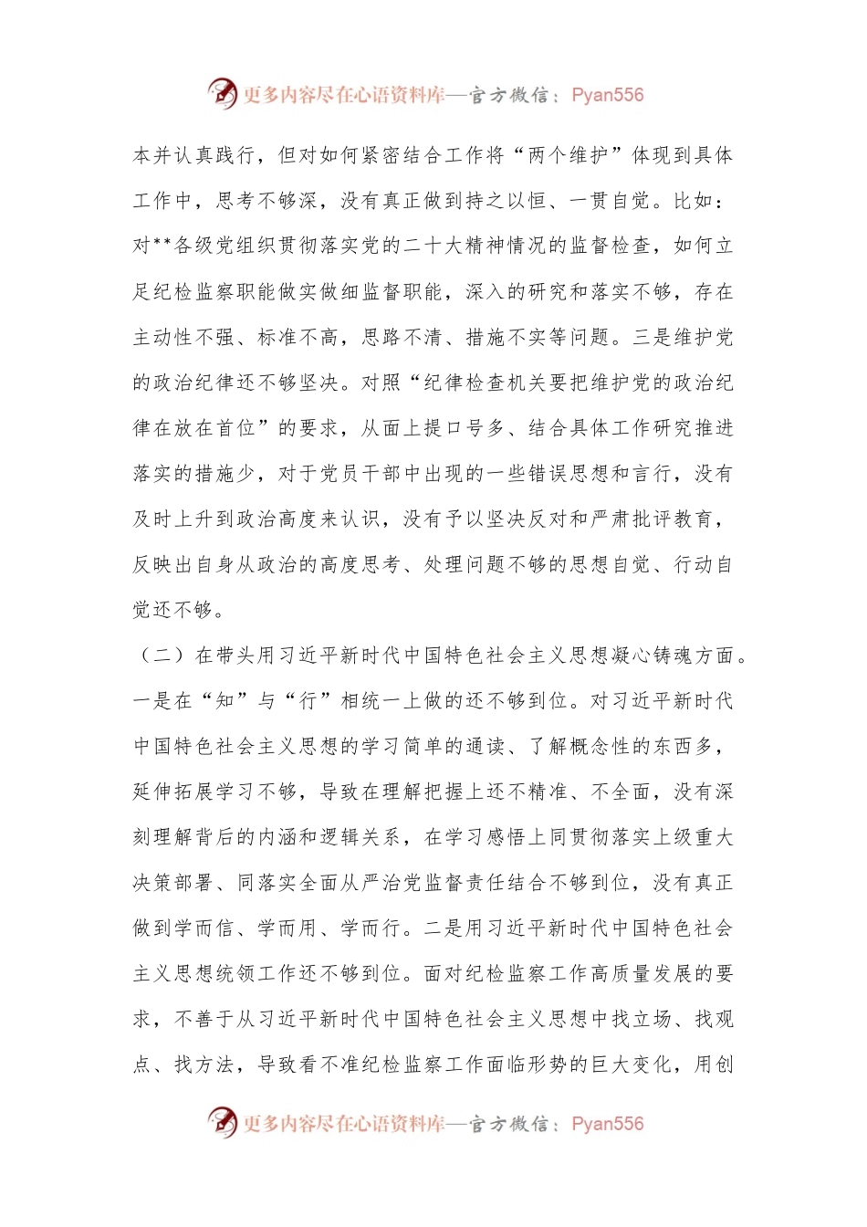 XX区纪检监察工委书记2022年度民主生活会发言提纲.docx_第2页