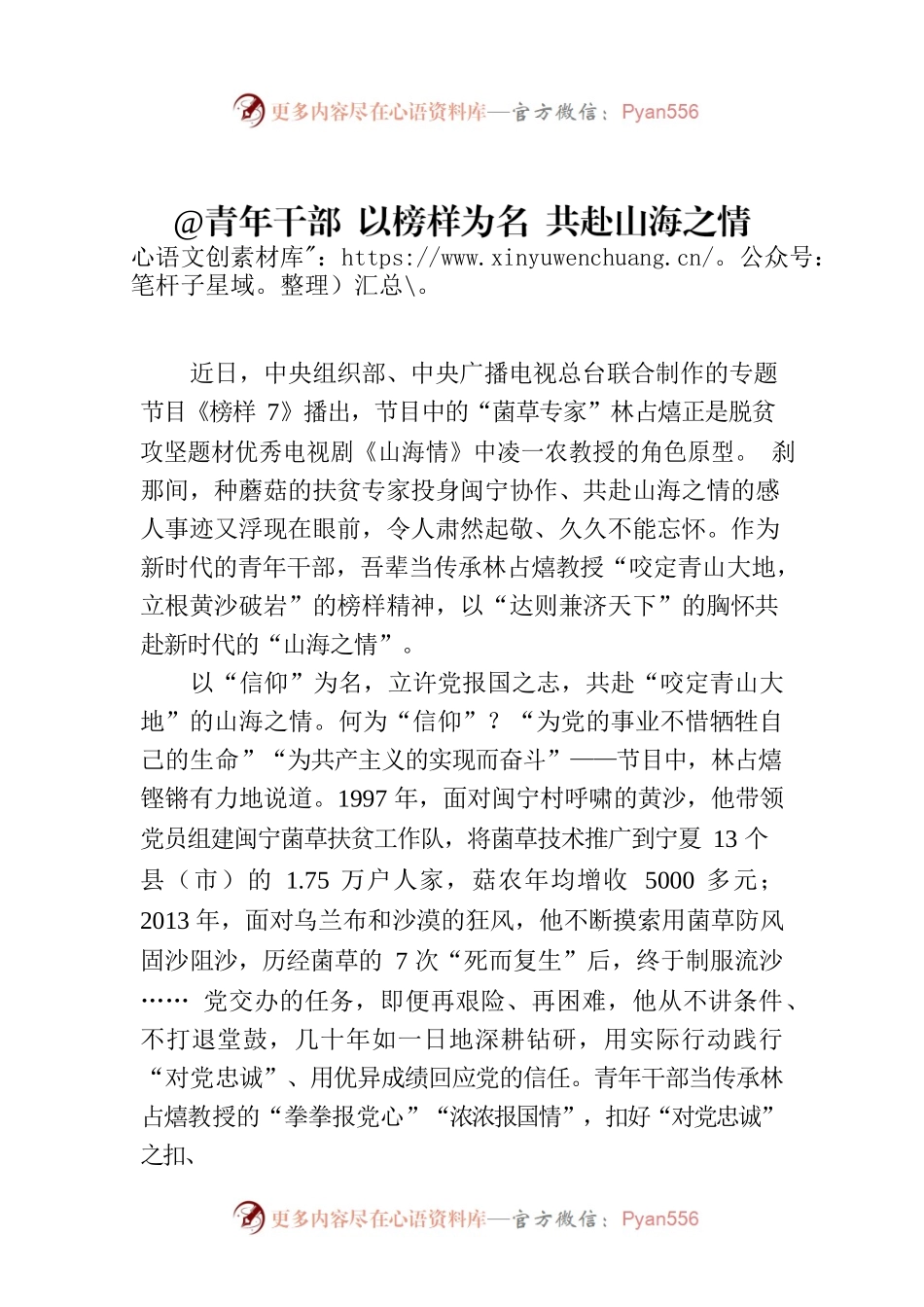 @青年干部 以榜样为名 共赴山海之情.docx_第1页