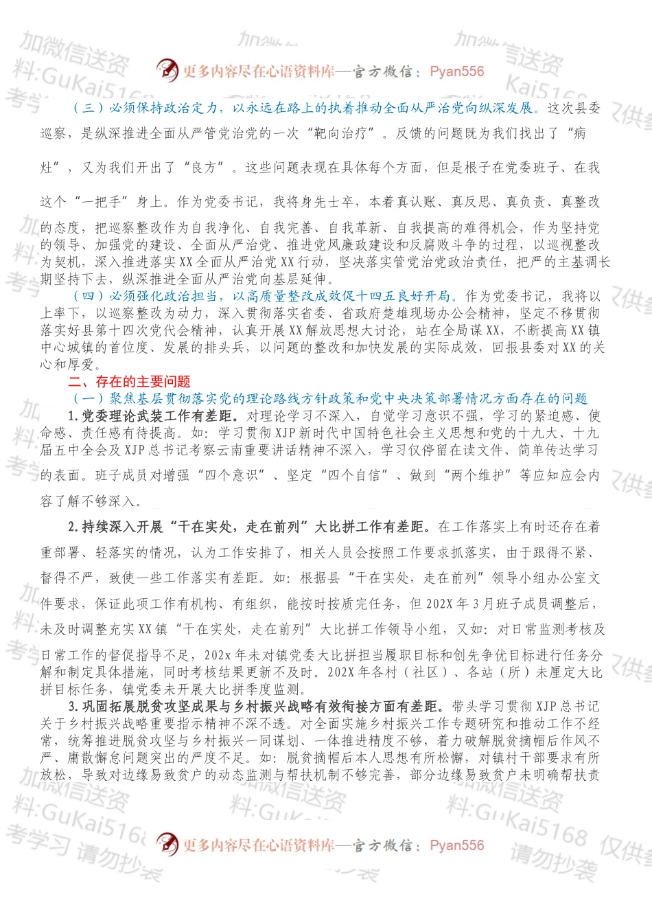 XX巡察反馈整改专题民主生活会个人发言提纲.docx_第2页