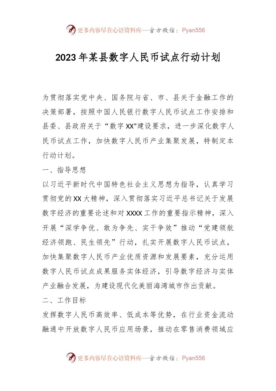 2023年某县数字人民币试点行动计划.docx_第1页