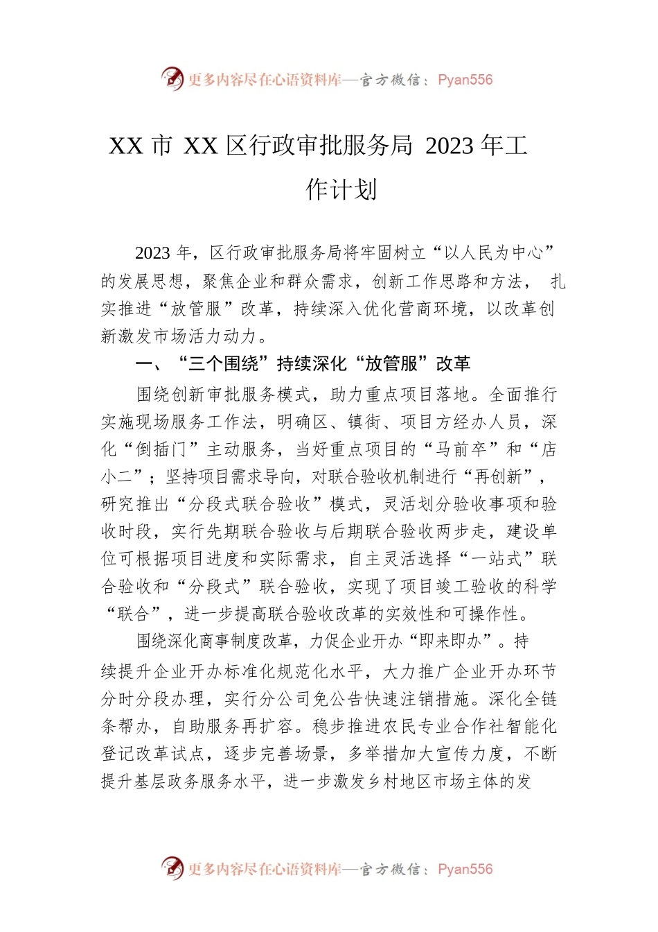 XX市XX区行政审批服务局2023年工作计划.docx_第1页