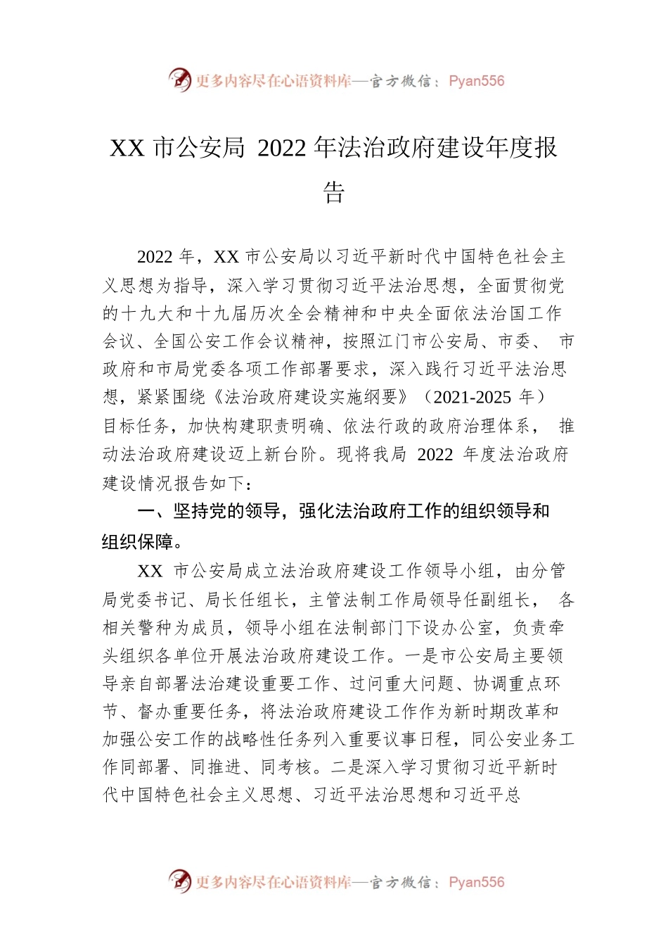 XX市公安局2022年法治政府建设年度报告（20221123）.docx_第1页