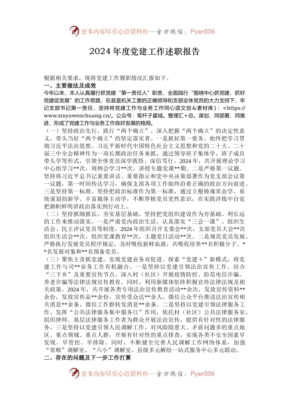 2024年度党建工作述职报告.docx_第1页