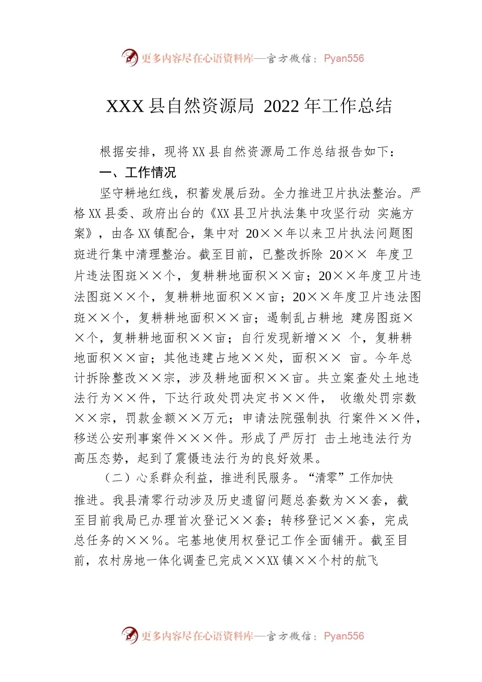 XX县自然资源局2022年工作总结.docx_第1页