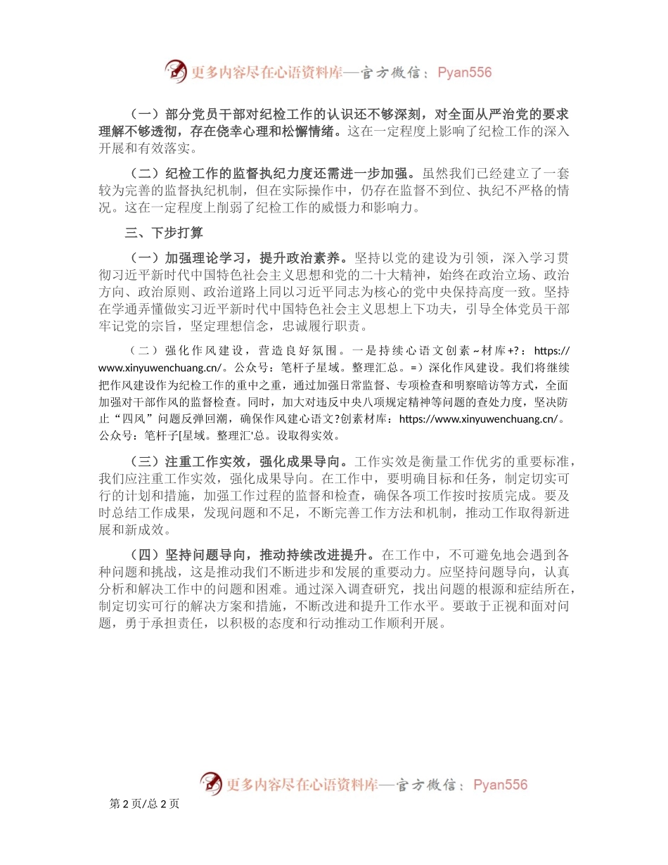 2024纪检工作座谈交流发言材料.docx_第2页