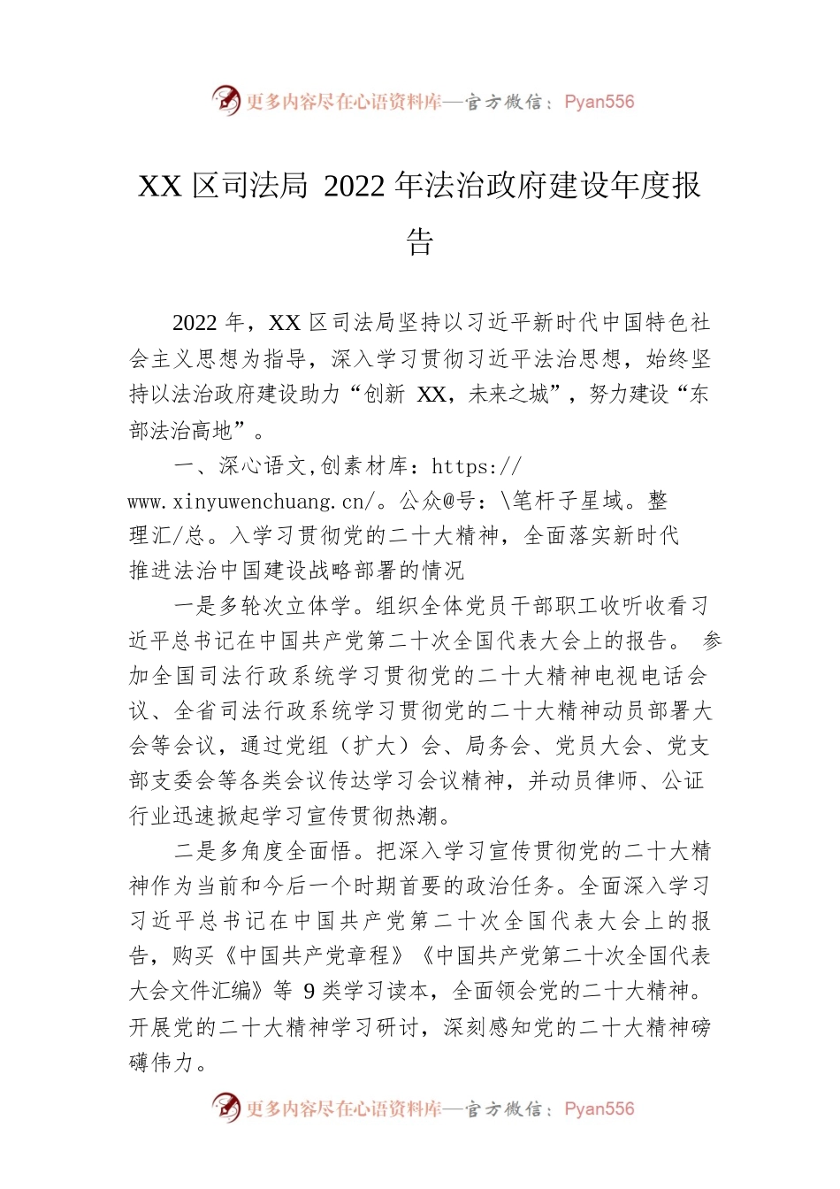 XX区司法局2022年法治政府建设年度报告（20221129）.docx_第1页
