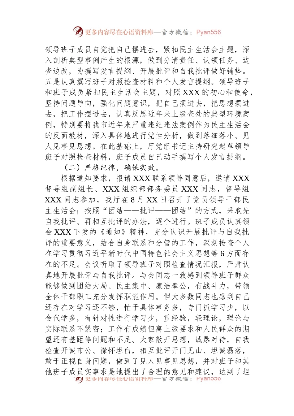 2023年度厅领导班子在民主生活会情况的报告.docx_第2页