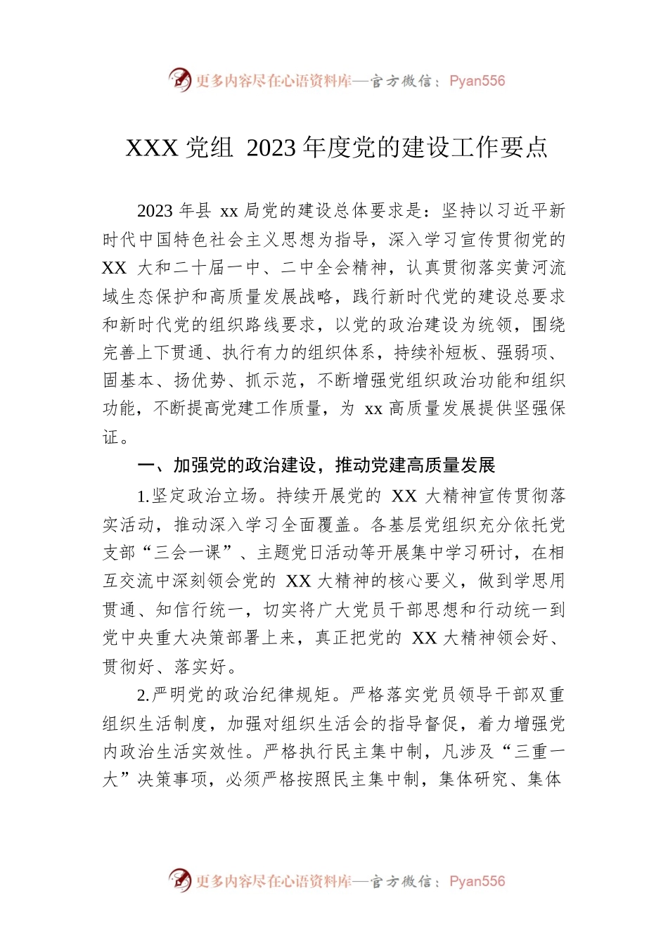XXX党组2023年度党的建设工作要点.docx_第1页