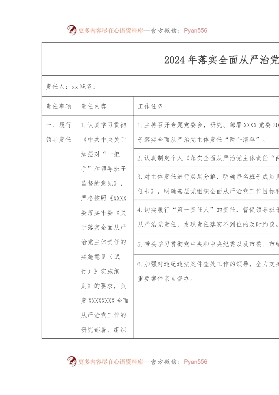 2024年落实全面从严治党主体责任.docx_第1页