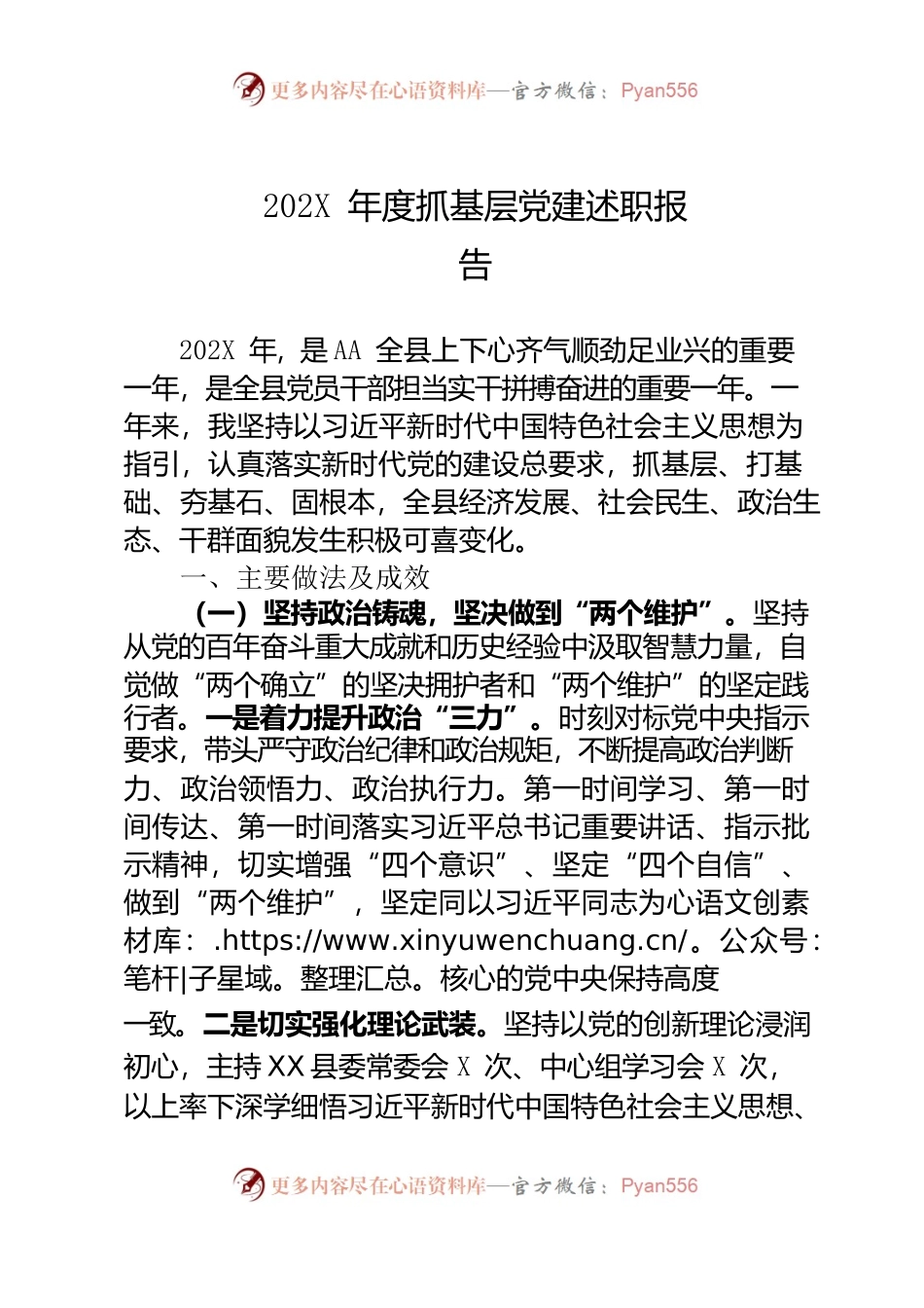 202X年抓基层党建书面述职报告.docx_第1页