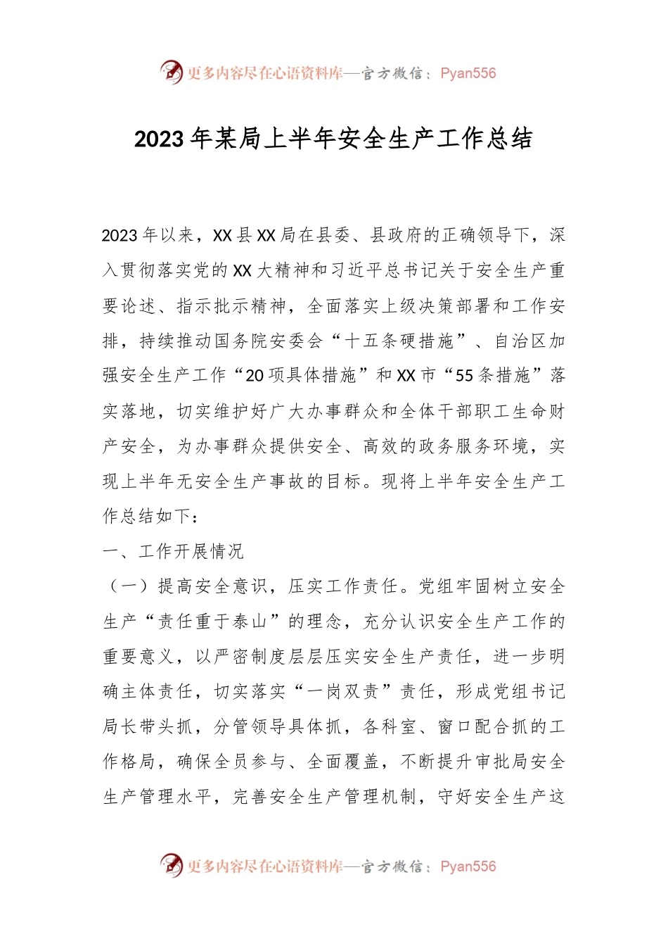 2023年某局上半年安全生产工作总结.docx_第1页
