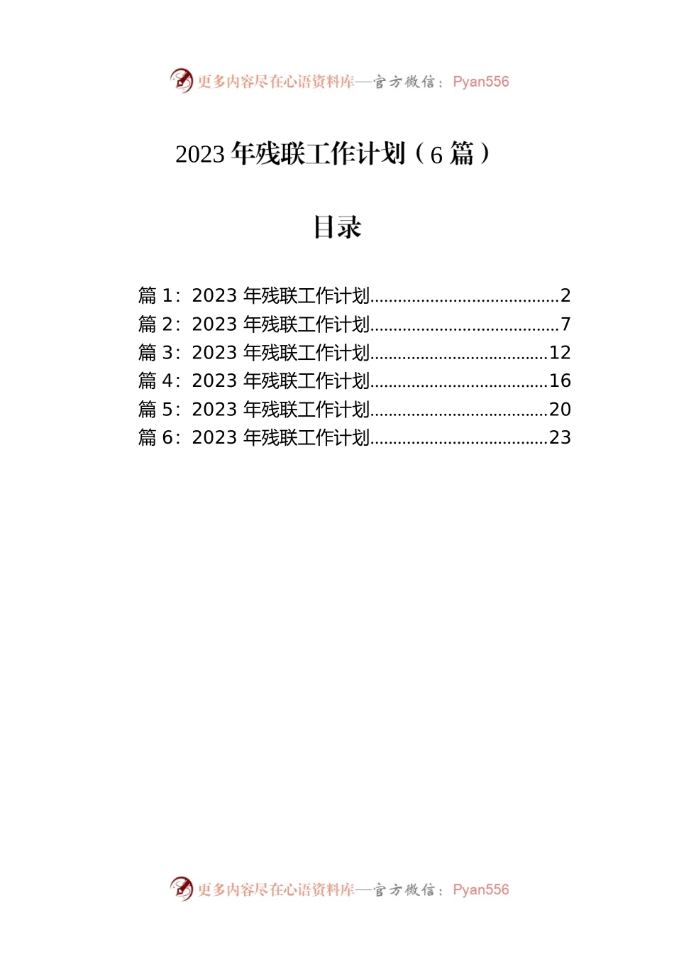 2023年残联工作计划（6篇）.docx_第1页