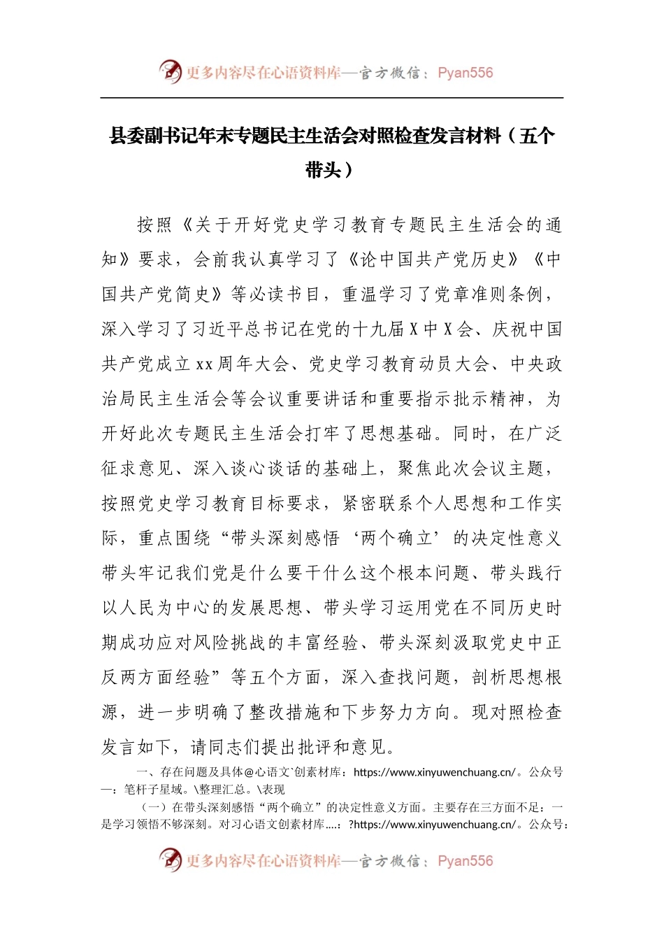 41个人2021年专题民主生活会对照检查发言材料[副职].docx_第1页