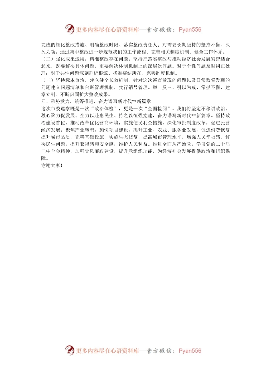 2024年巡察整改单位一把手表态发言.docx_第2页