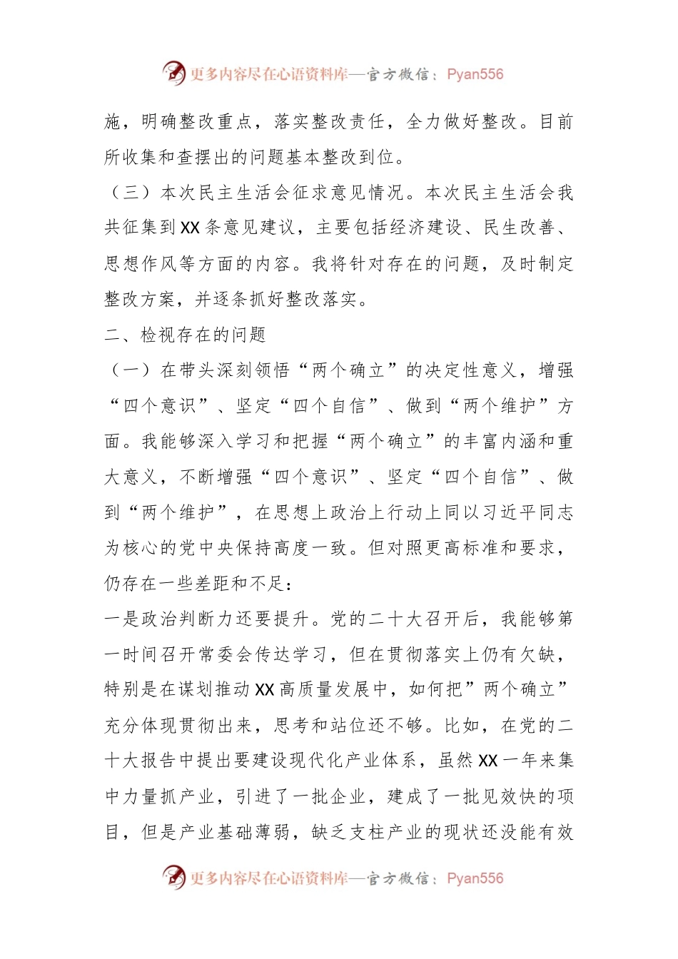 XX市委常委班子民主生活会个人发言提纲.docx_第2页