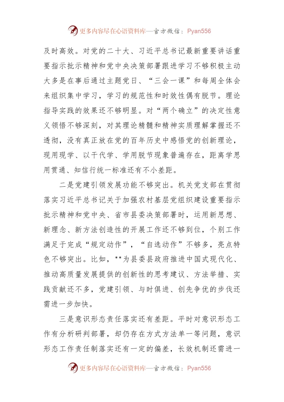 202X年度在组织生活会班子对照检查材料.docx_第2页