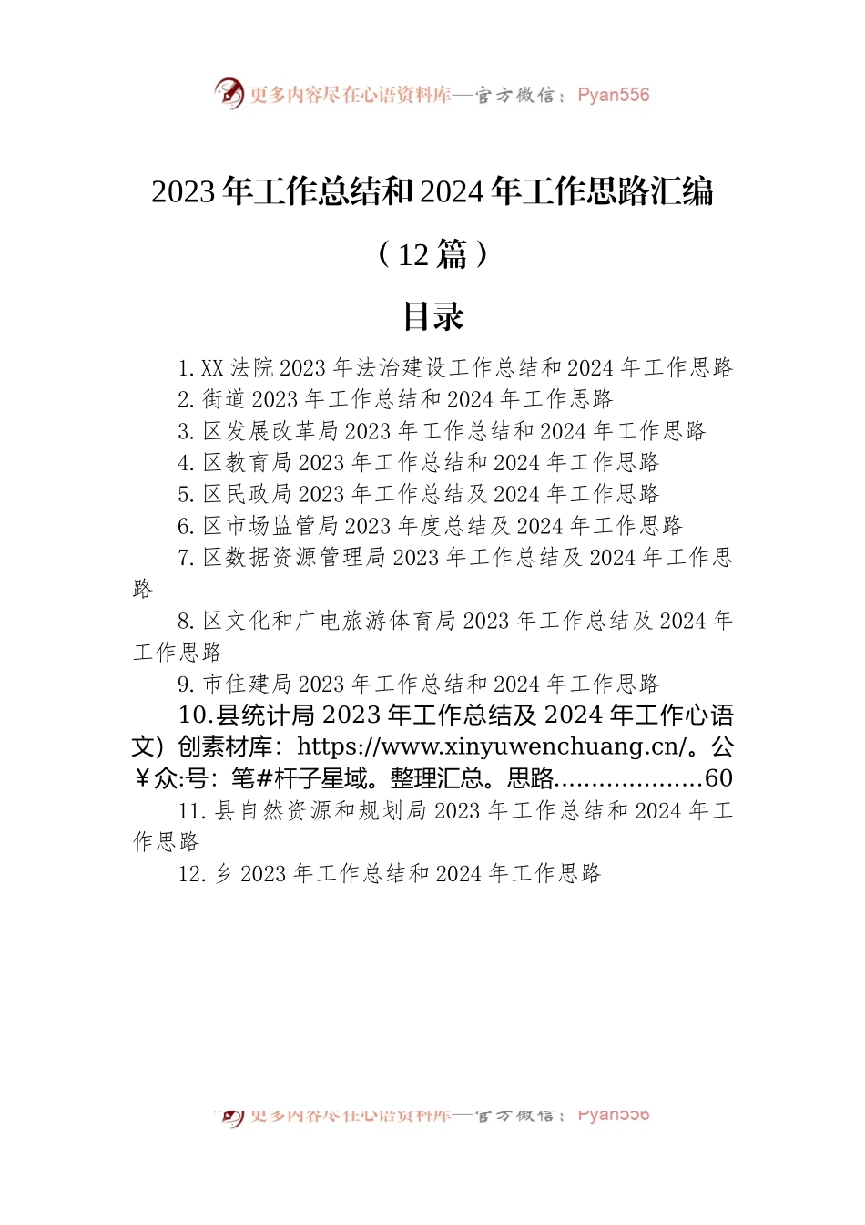 2023年工作总结和2024年工作思路汇编（12篇）.docx_第1页