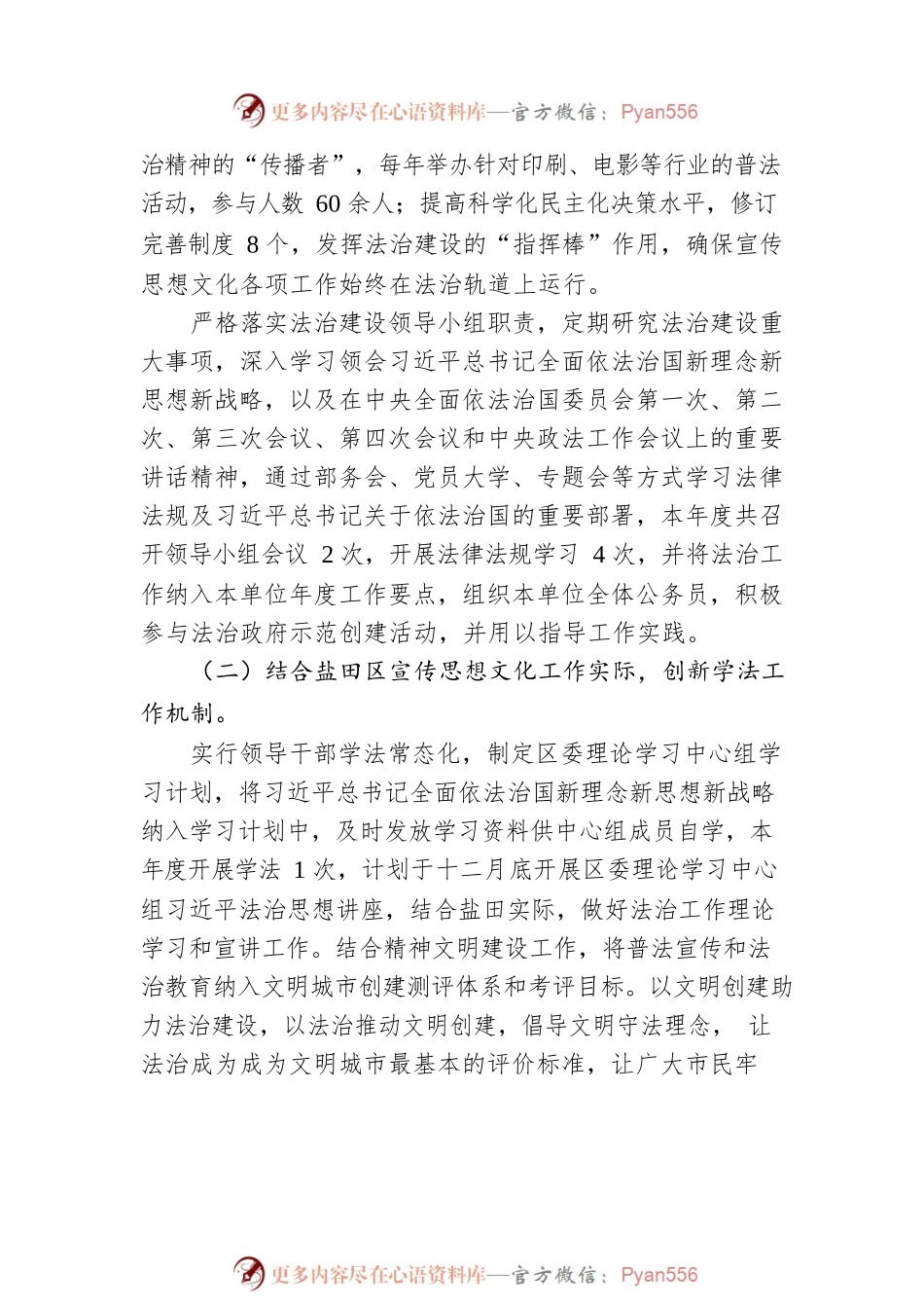 XX市XX区委宣传部20XX年法治政府建设年度工作情况报告.docx_第2页