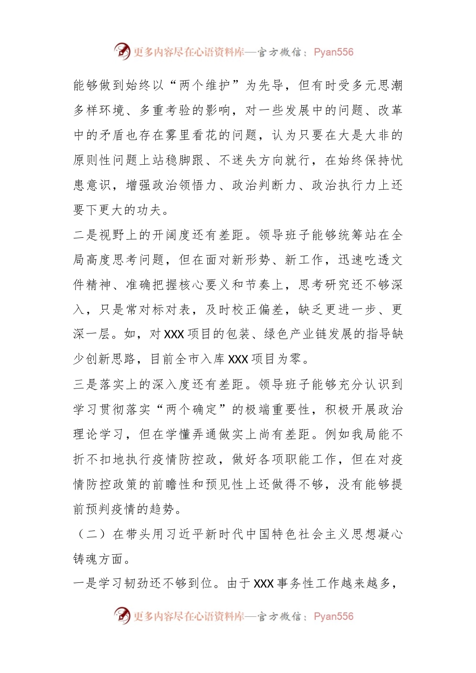 XX局领导班子2022年度民主生活会对照检查材料.docx_第2页