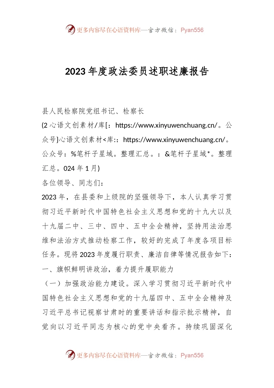 2023年度政法委员述职述廉报告.docx_第1页