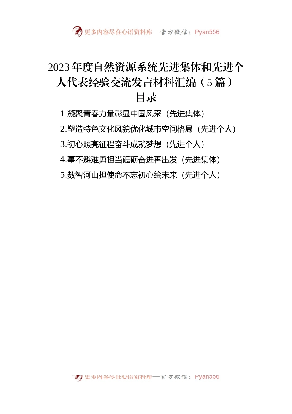2023年度自然资源系统先进集体和先进个人代表经验交流发言稿材料汇编（5篇）.docx_第1页