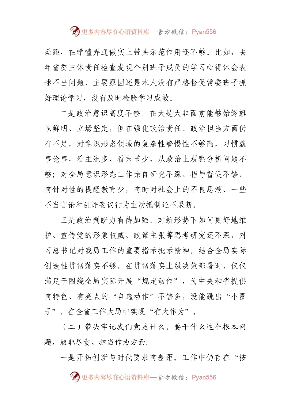 60个人2021年专题民主生活会个人对照检查材料（主要负责人）.docx_第2页