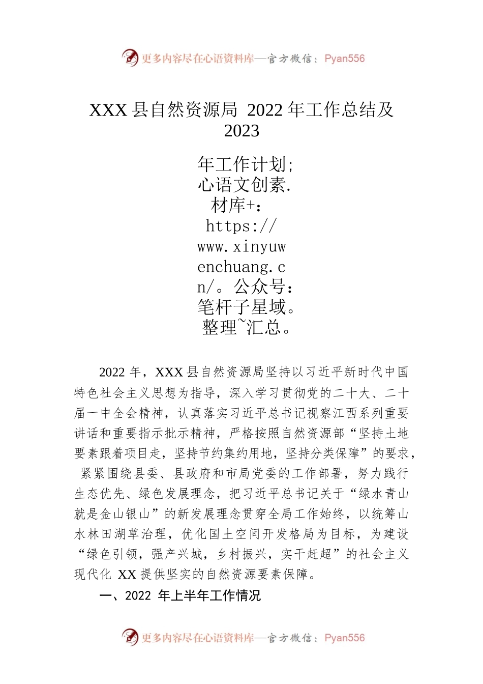 XX县自然资源局2022年工作总结及2023年工作计划.docx_第1页