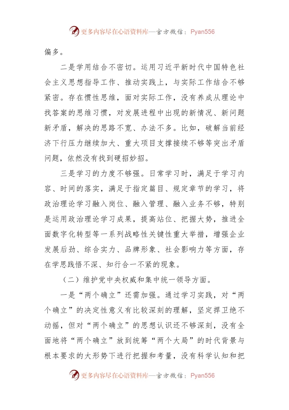 2023年领导干部主题教育专题民主生活会个人对照检查材料(践行宗旨等新六个方面).docx_第2页