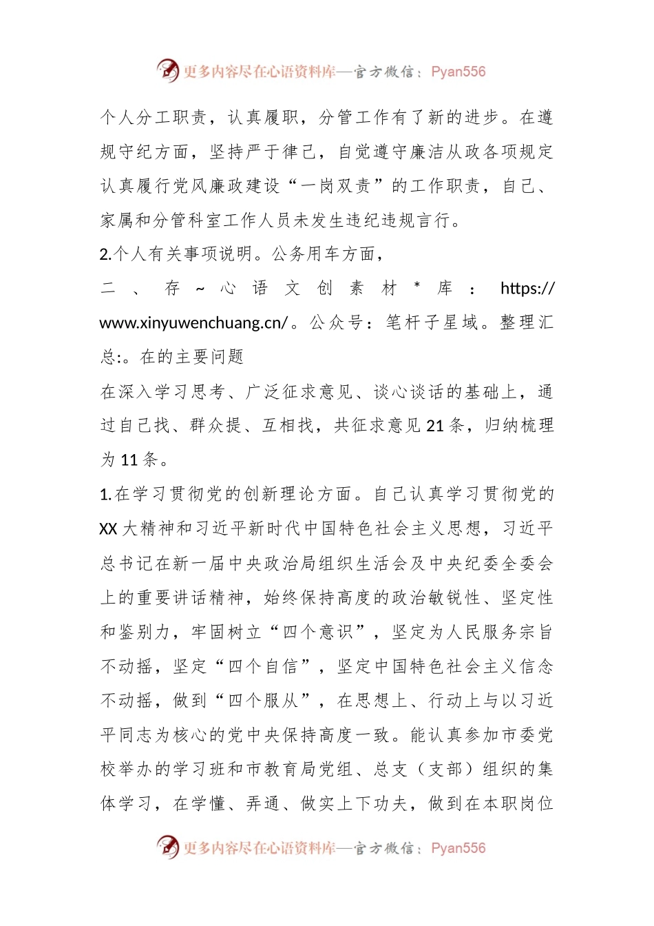 2023年度组织生活会发言稿提纲.docx_第2页