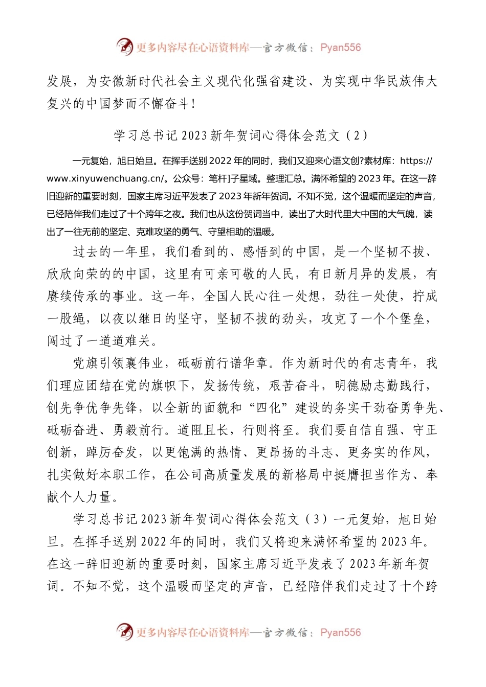 2023新年贺词心得体会范文5篇研讨发言材料参考.docx_第2页