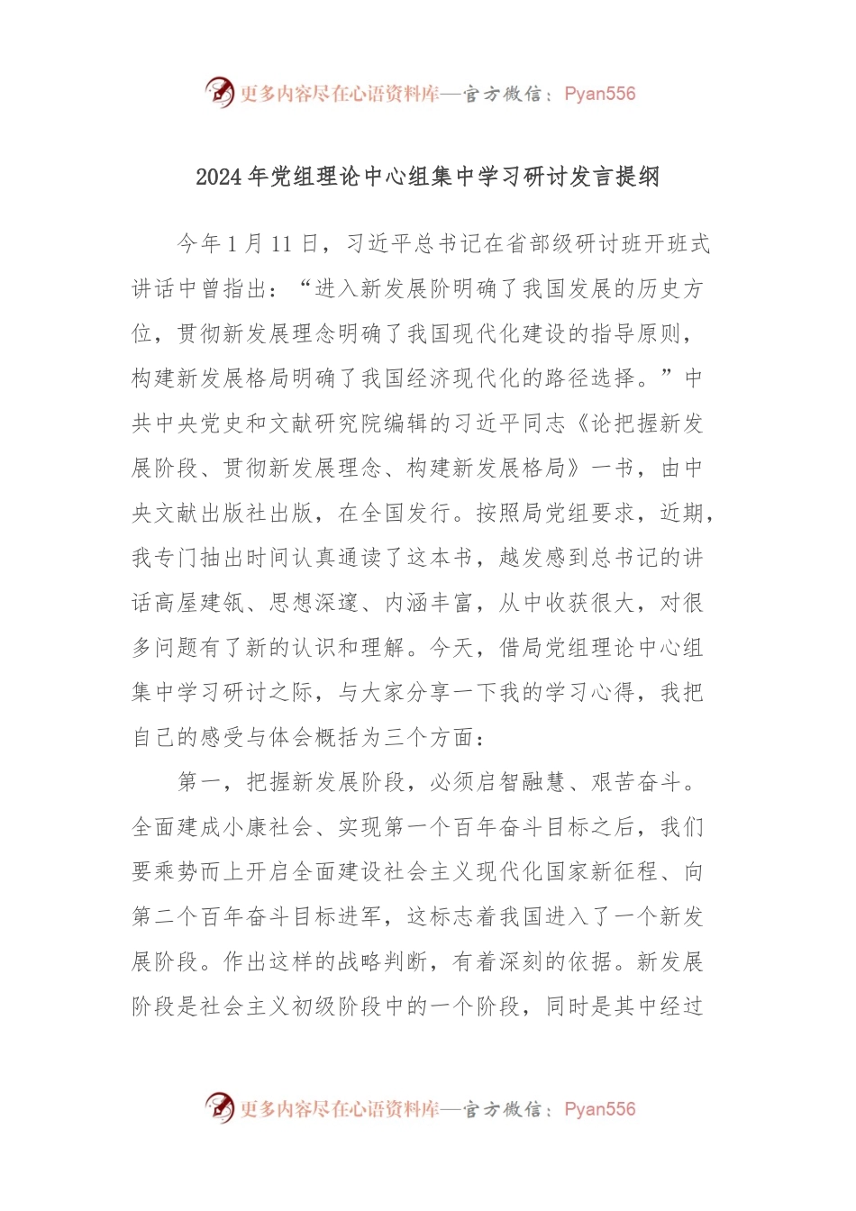 2024年党组理论中心组集中学习研讨发言稿提纲.docx_第1页