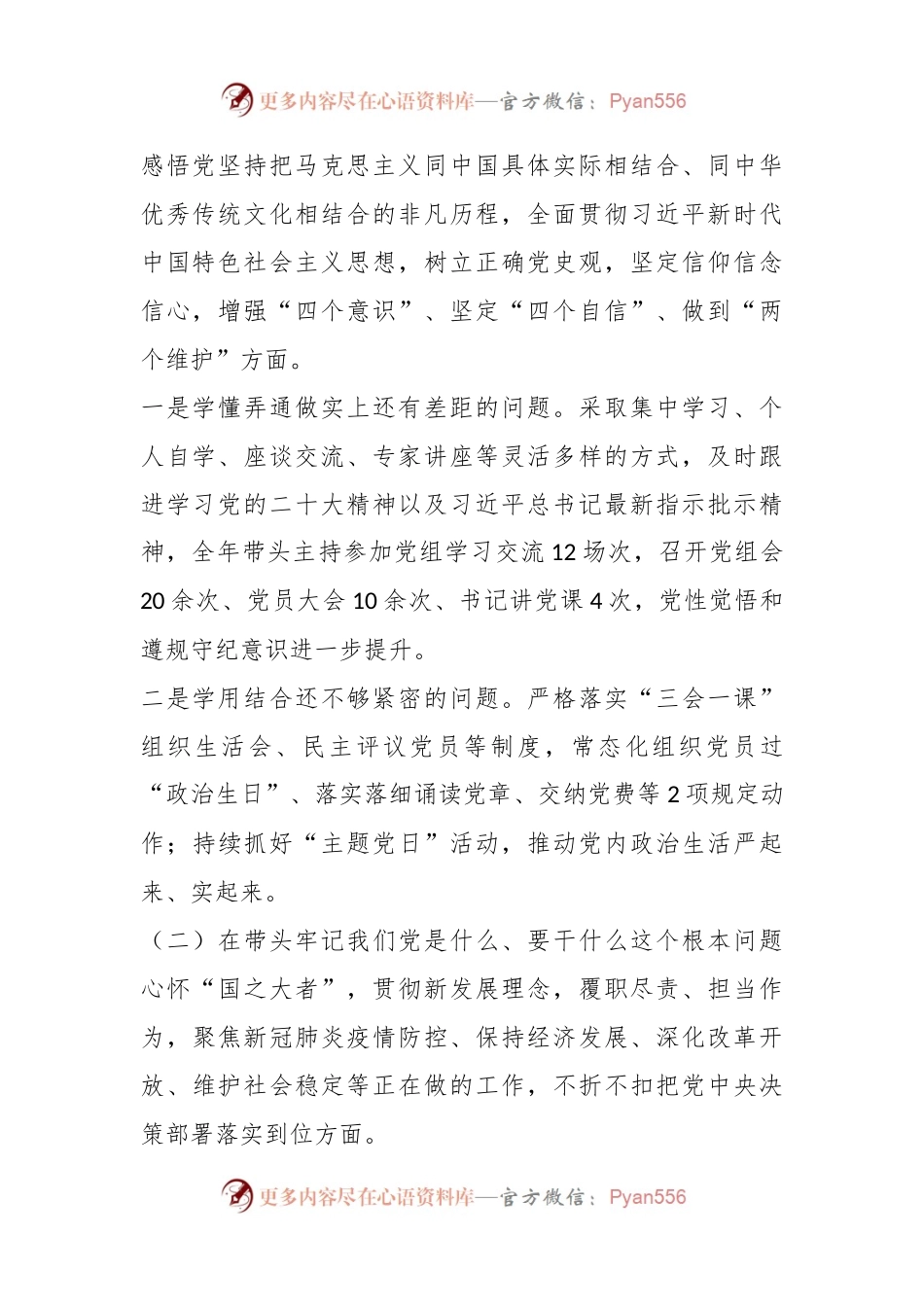 XX区审计局党组书记上年度民主生活会个人对照检查材料.docx_第2页