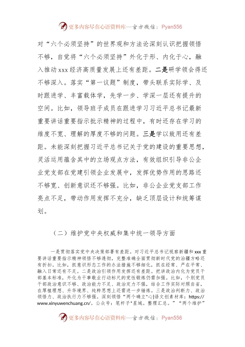 xxx党工委领导班子民主生活会对照检查材料.docx_第2页