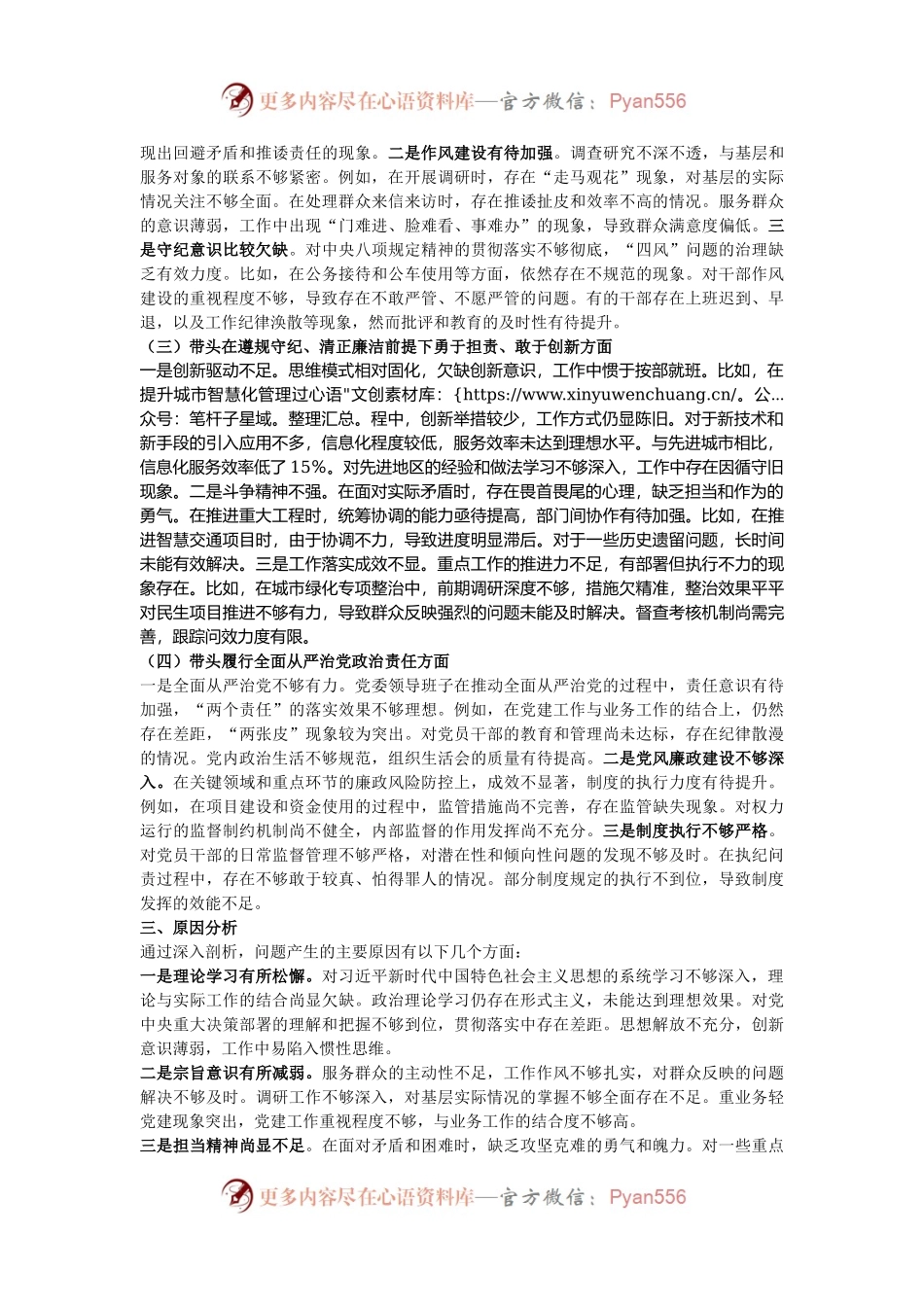 2024年领导班子民主生活会对照检查材料（四个带头）.docx_第2页