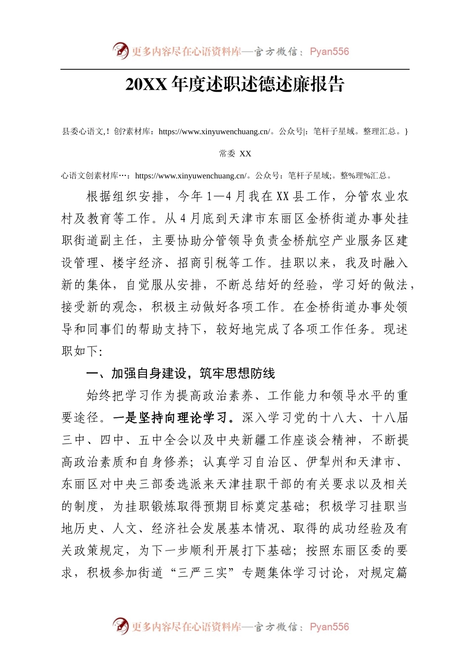 20XX年度述职述德述廉报告（3）定.docx_第1页