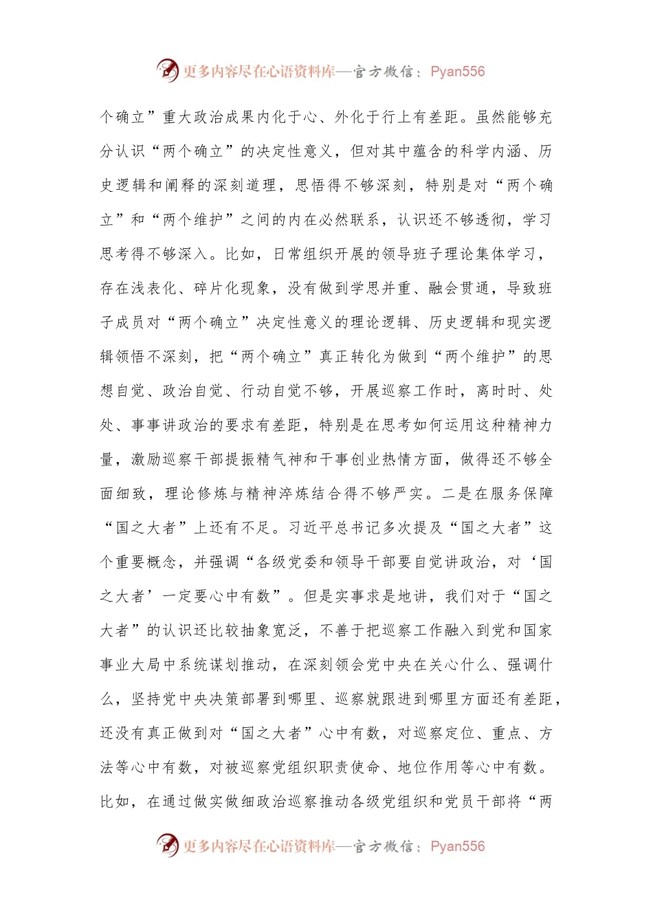 XX市委巡察办领导班子2022年度民主生活会对照检查材料.docx_第2页