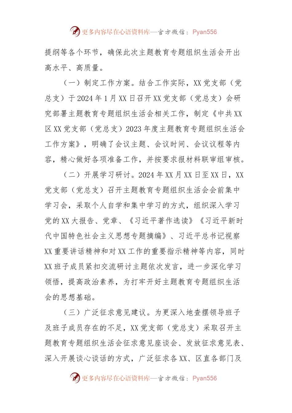 XX党支部（党小组）2023年度主题教育专题组织生活会召开情况报告.docx_第2页