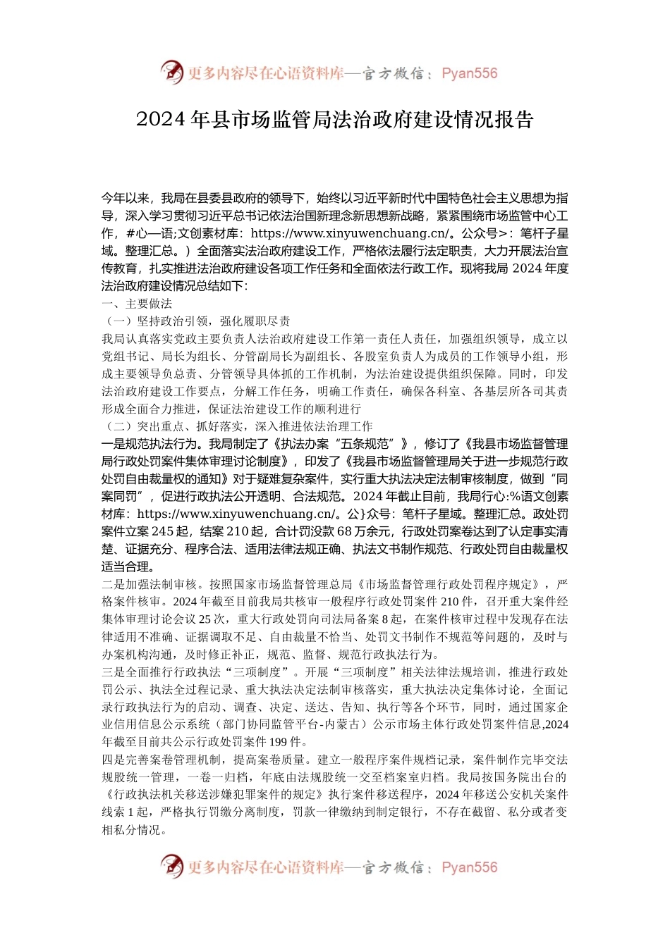 2024年县市场监管局法治政府建设情况报告.docx_第1页