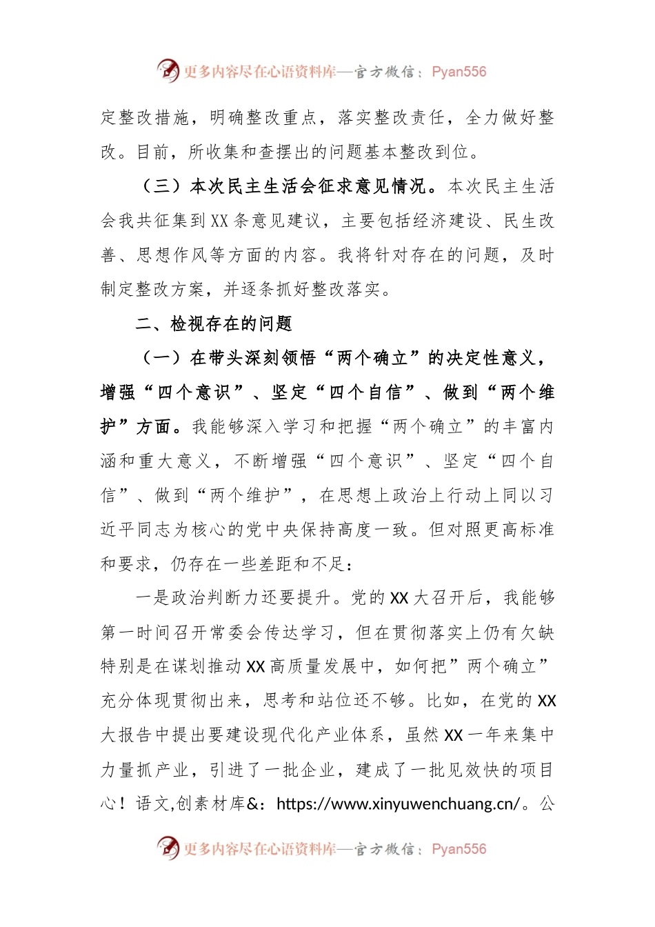 XX市委常委班子在2022年度民主生活会个人发言提纲.docx_第2页