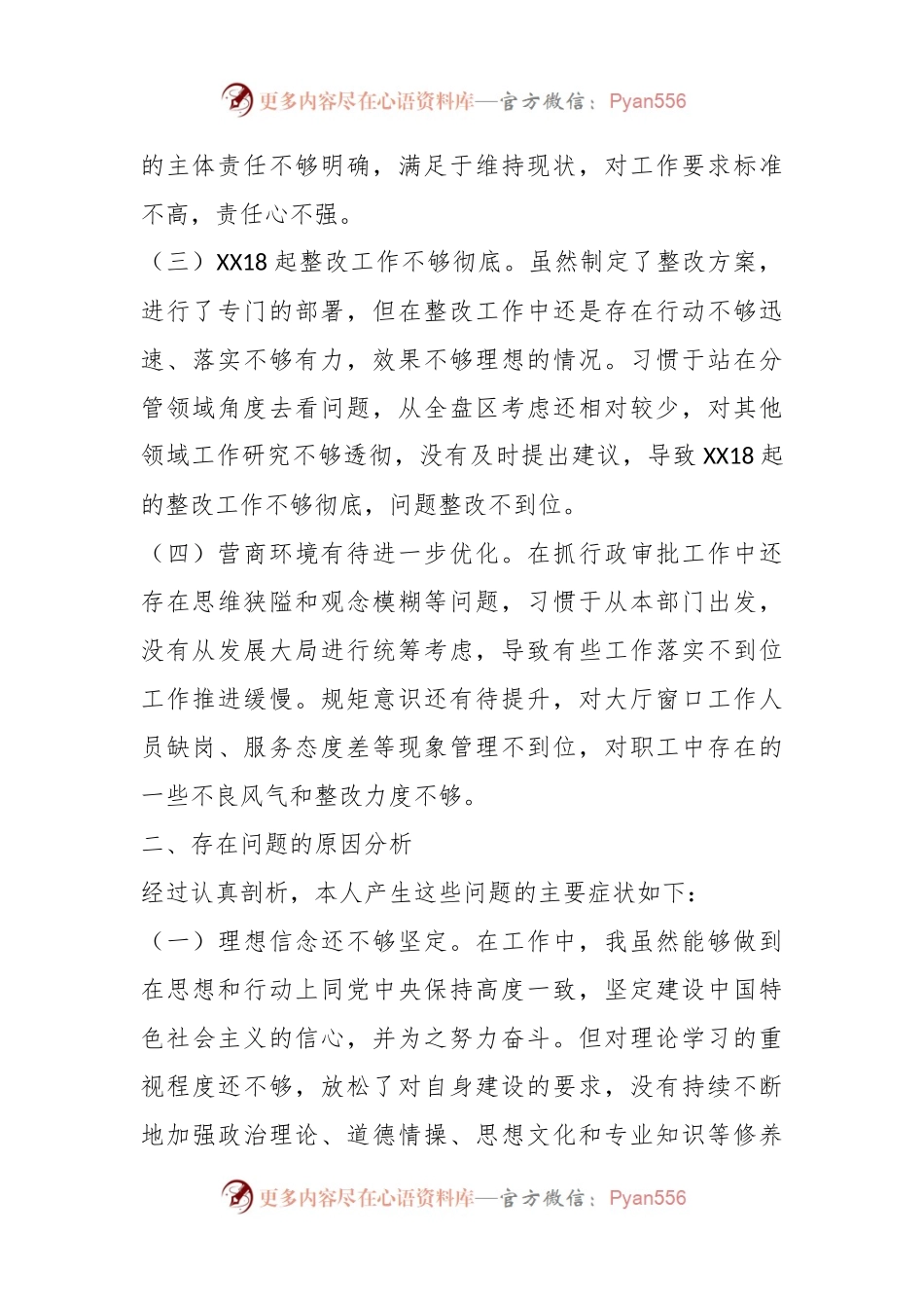 XX审批副区长落实巡察组反馈意见整改专题民主生活会发言提纲.docx_第2页