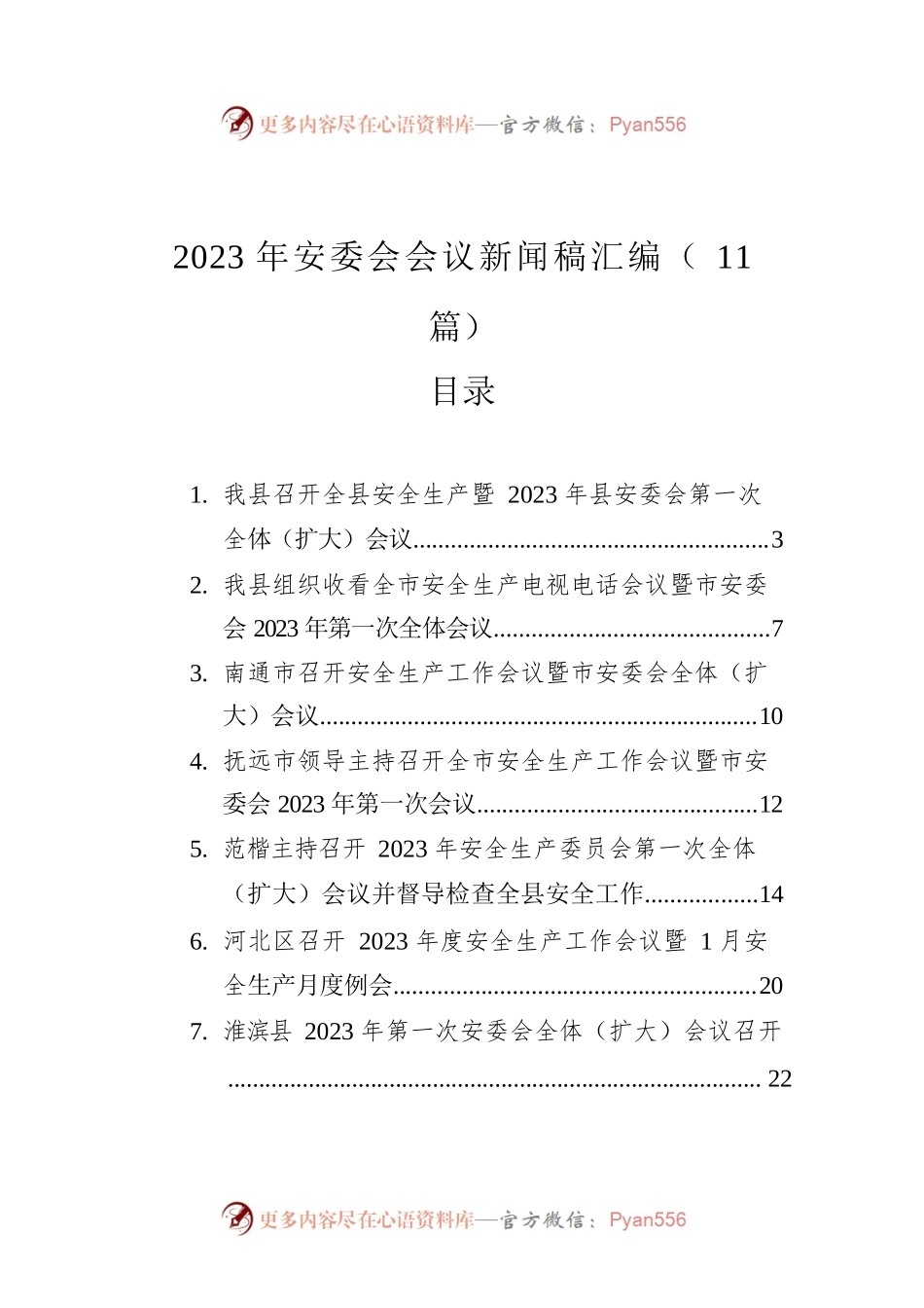2023年安委会会议新闻稿汇编（11篇）.docx_第1页