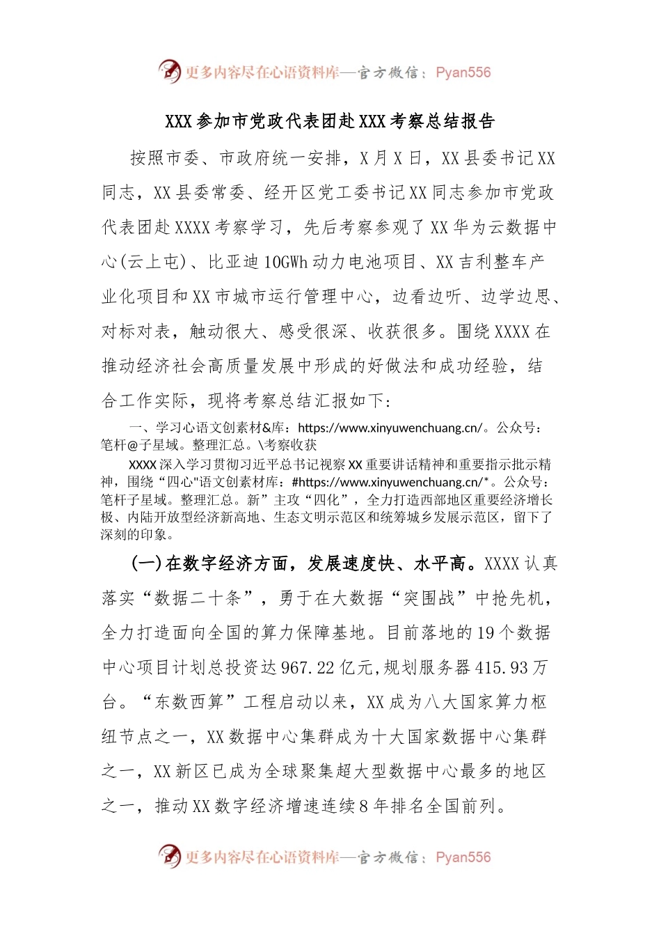 XXX参加市党政代表团赴XXX考察总结报告.docx_第1页