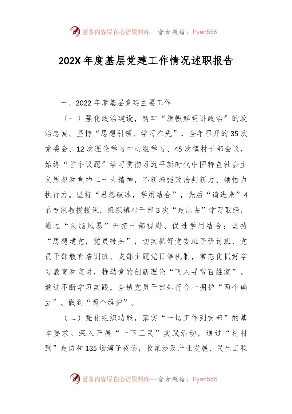 202X年度基层党建工作情况述职报告.docx_第1页