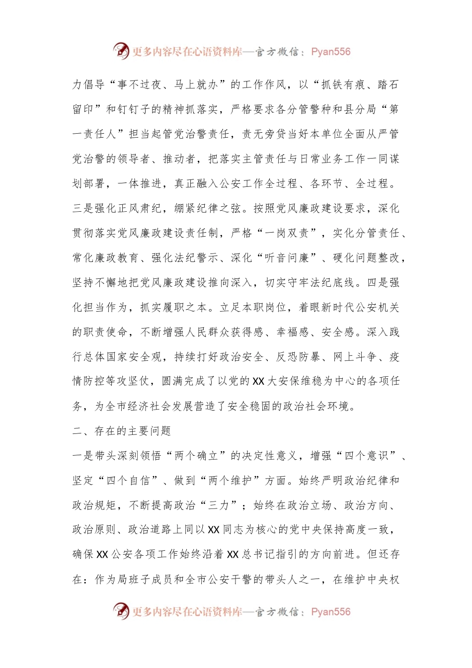 XX市公安局党委副书记2022年度民主生活会个人对照检查（4363字）.docx_第2页