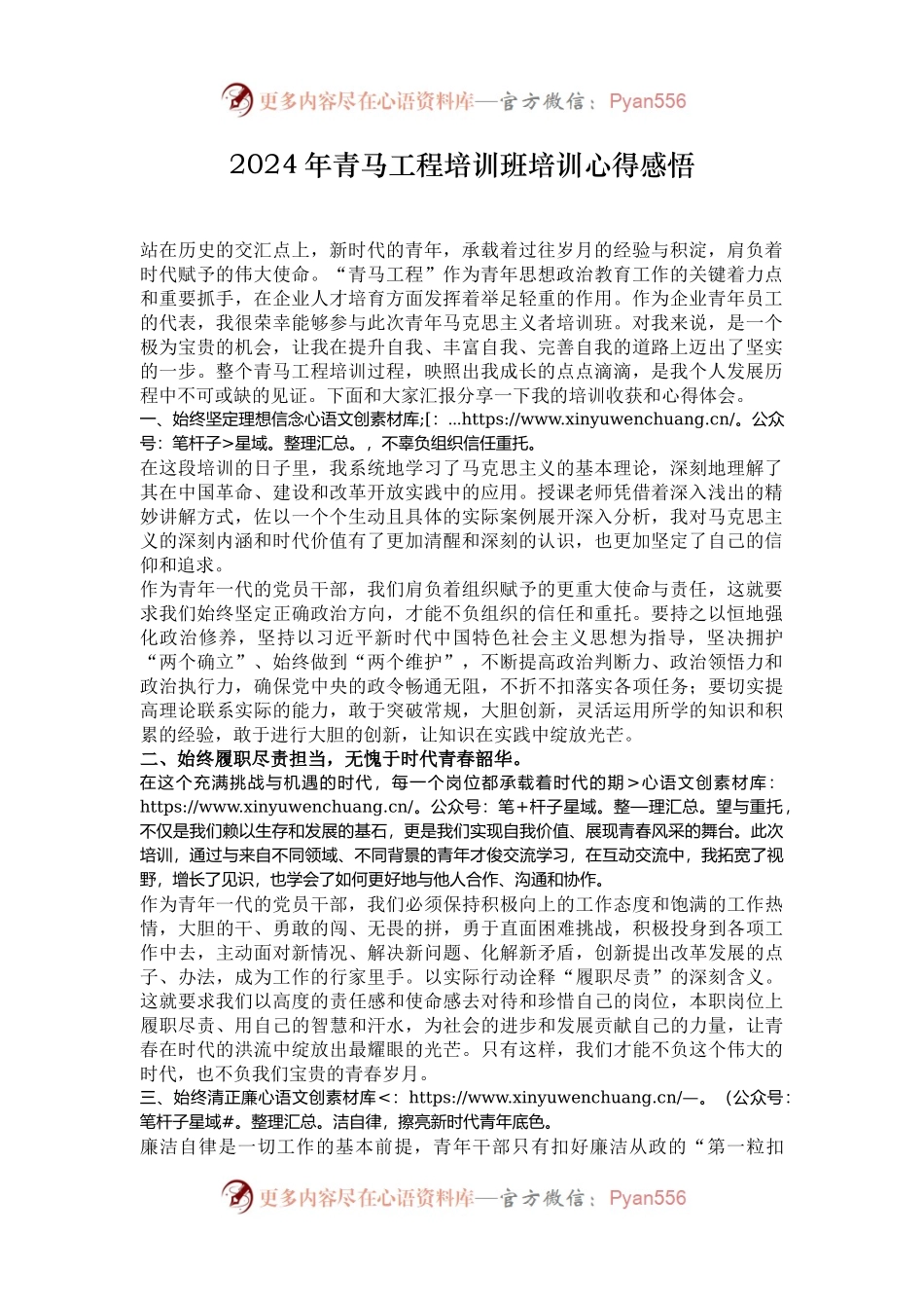 2024年青马工程培训班培训心得感悟.docx_第1页