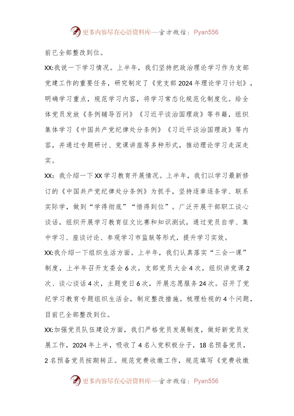 2024支委会会议记录 （半年总结通用版）.docx_第2页