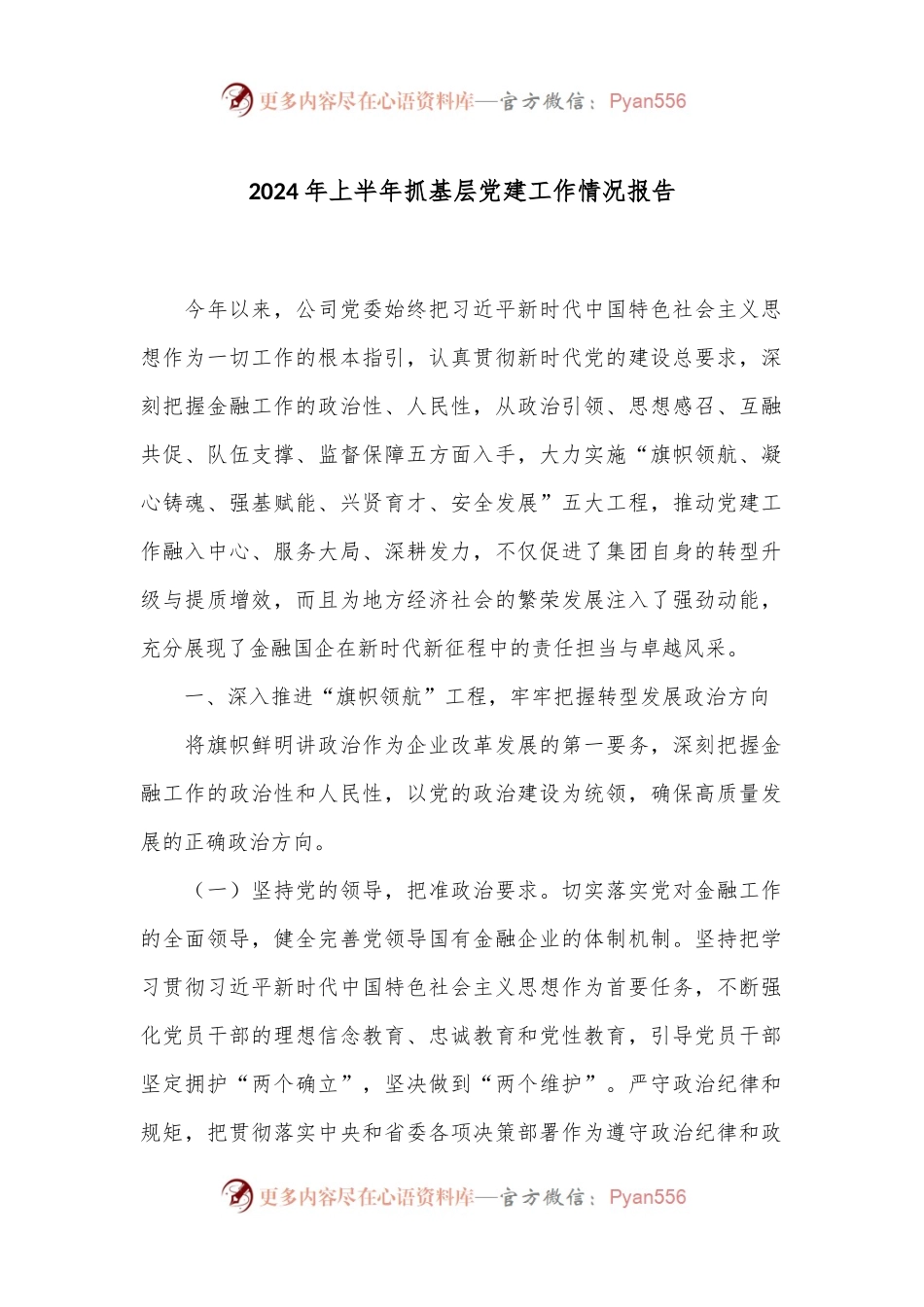 2024年上半年抓基层党建工作情况报告.docx_第1页