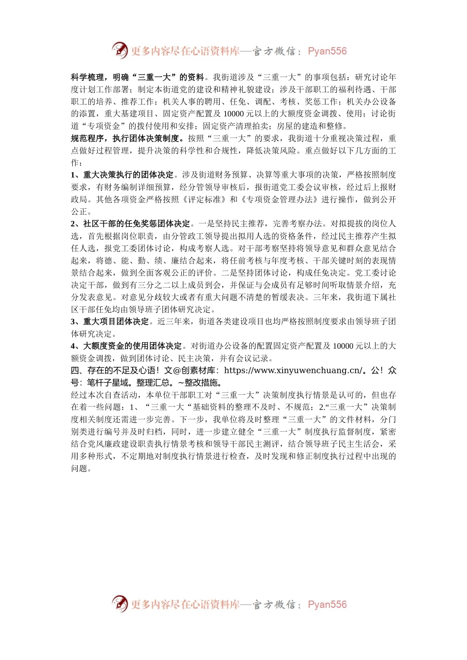 2024年街道关于“三重一大”决策制度执行情况自查报告.docx_第2页