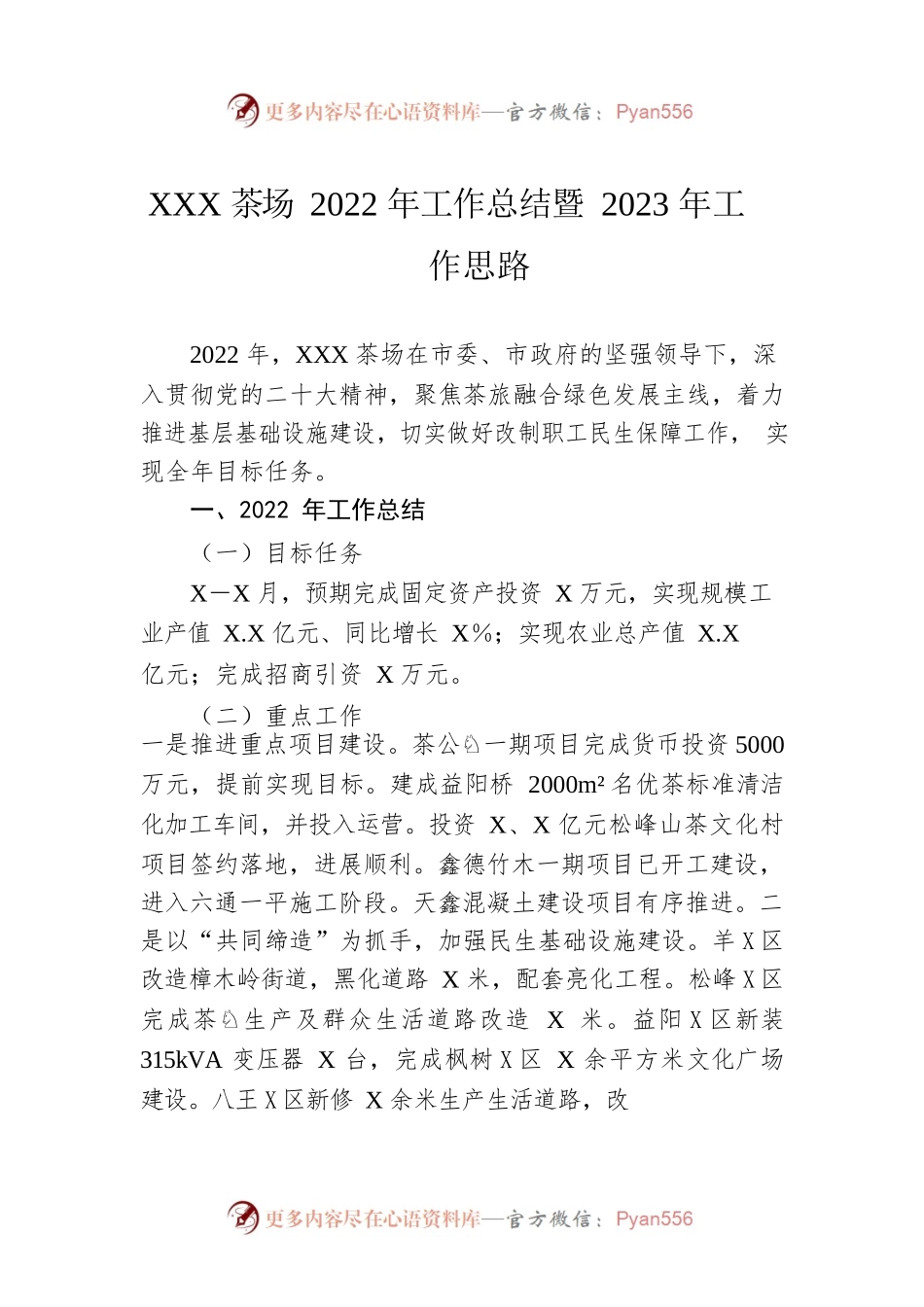 XXX茶场2022年工作总结暨2023年工作思路(20221103).docx_第1页